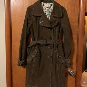 Olive greenish brown corduroy coat.